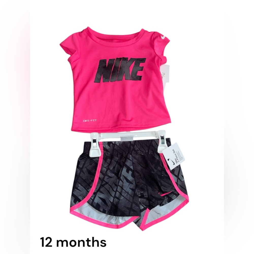 Nike graphic Dri-FIT pink tee and short Set